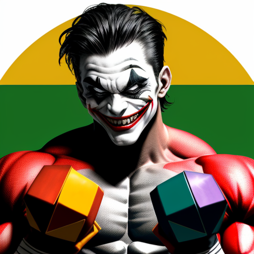 photo in 4k: Logo Muscular Joker logo holding dumbells smile