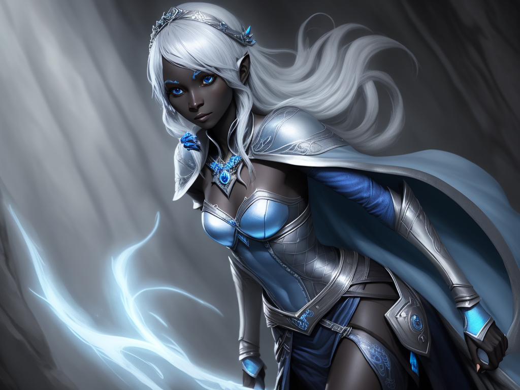 pixel wallpaper 4k: 1 solo female drow adventurer, full figure,