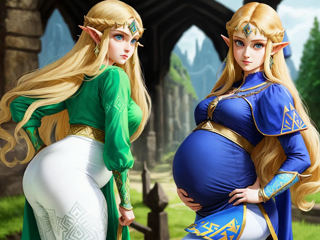 ai high resolution princes Zelda, pregnant, beautiful, the legends