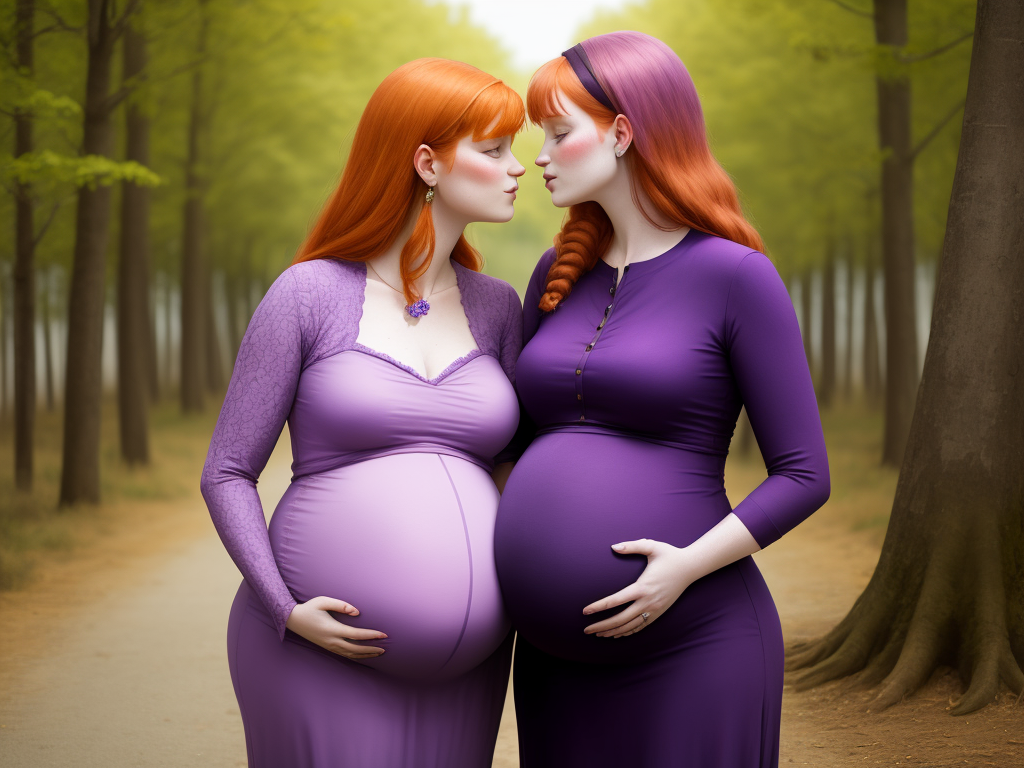 Photo Size Converter Purple Skin Pregnant Ginger Girls Kissing Each 3085