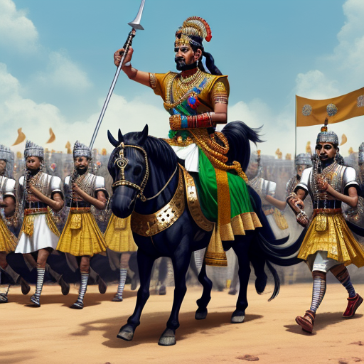 ai hd: Raja Raja chola king of chola Dynasty marching