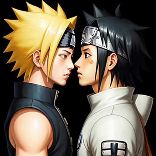 AI Art Generator do Texto sasuke y naruto beso 