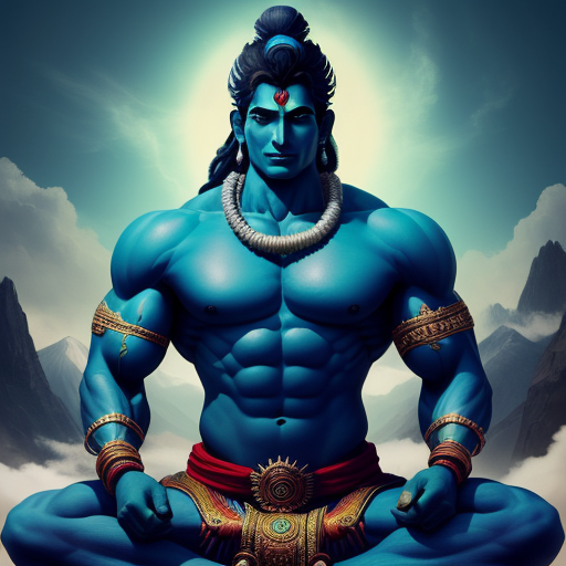 Turn an image into high resolution: Shiva, powerful God with muscular ...