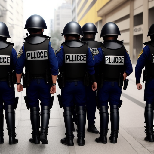 resolution change online: siete enanos vestidos de policia antidisturbios