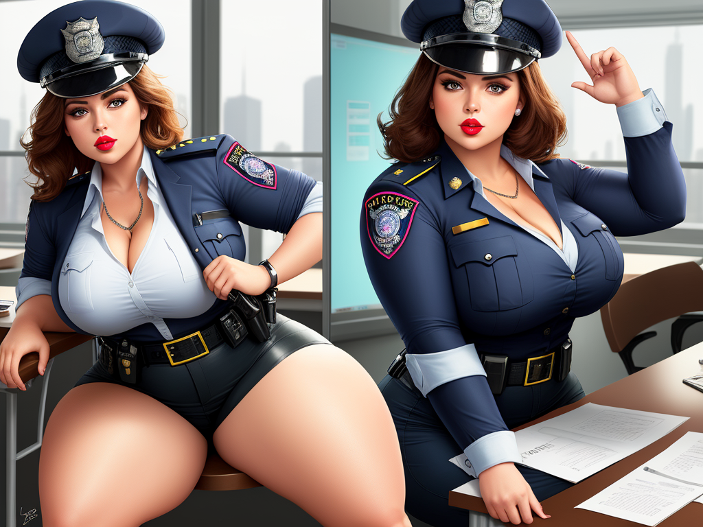 Ai Photo Tools Thick Female Cop Police Curvy Babe Thick Thighs