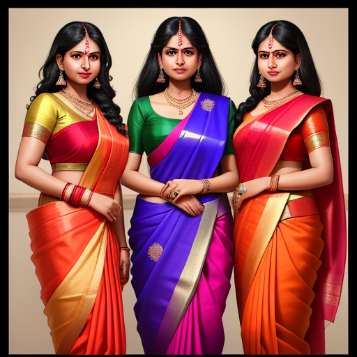 Ai creating images three beautiful girls, big breasts, marathi saree