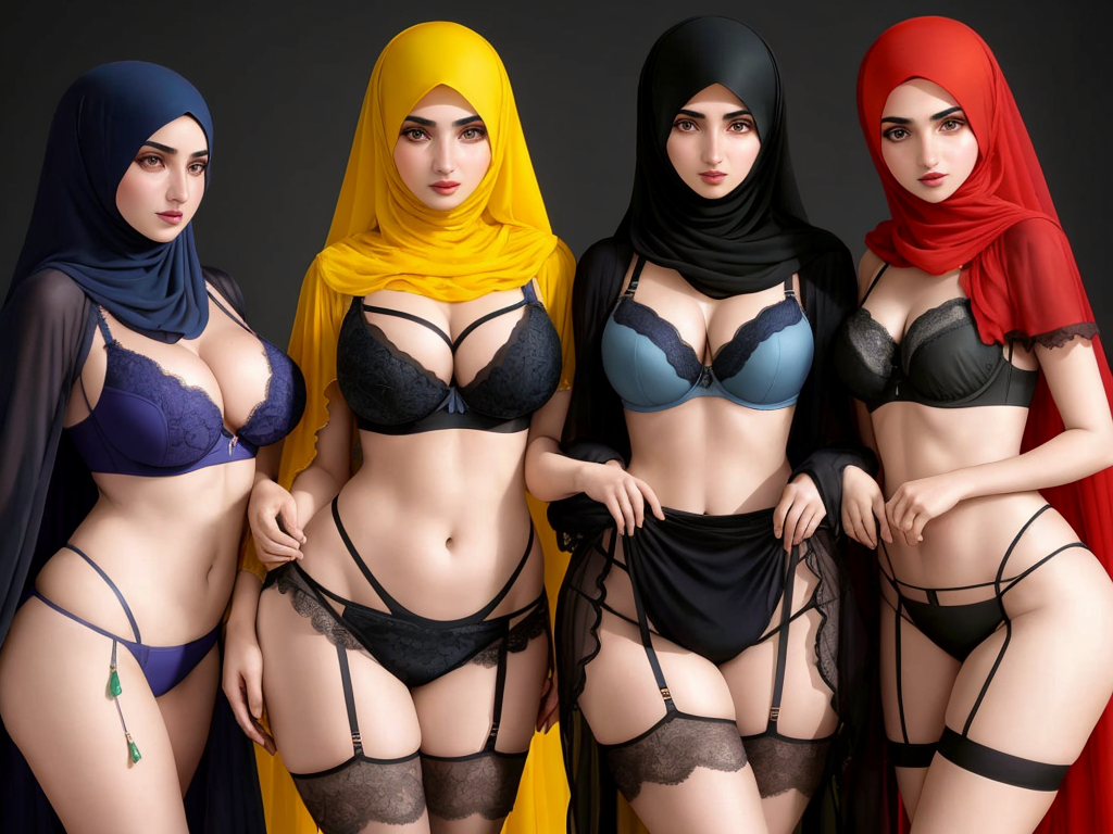 Generador De Arte Ai A Partir De Texto Three Very Beautiful Big Boob Italian Hijab Img