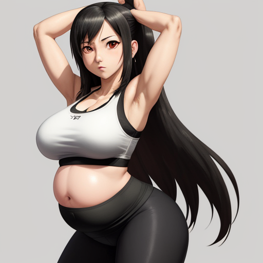 Photo In 4k Tifa Waifu Proudly Showing Off Her Stuffed   Tifa Waifu Proudly Showing Off Her Stuffed Pregnant Looking Belly Wearing Yoga Khkvc 