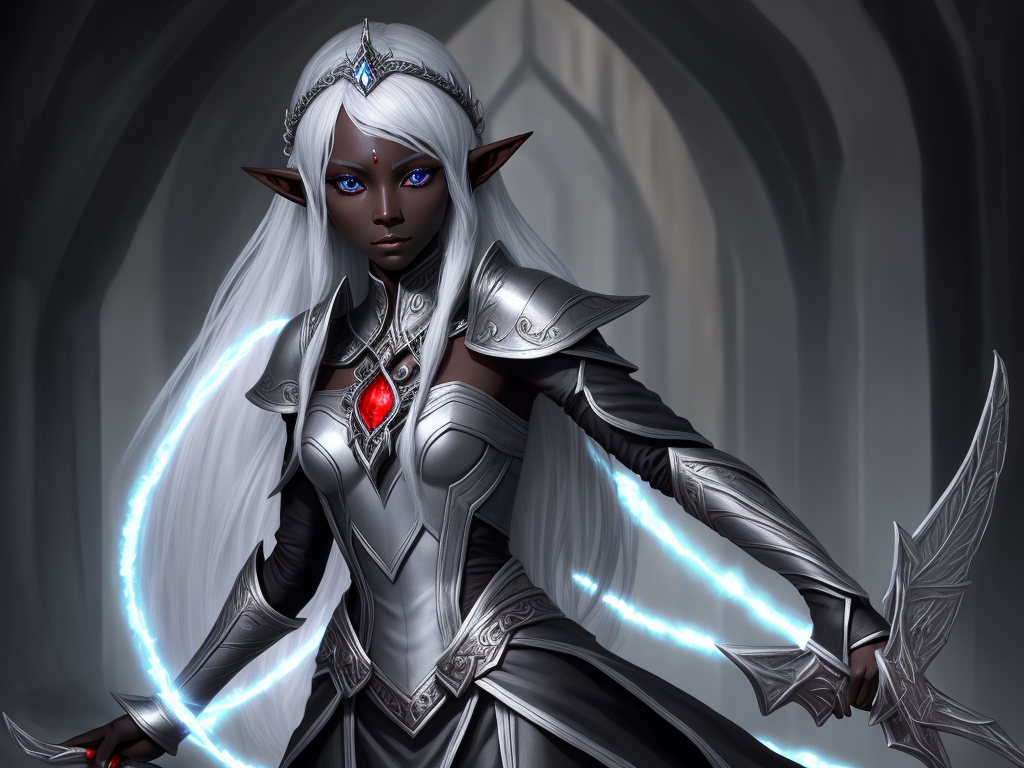 Turn An Image Into High Resolution: 1 Solo Female Drow Elf Cleric 