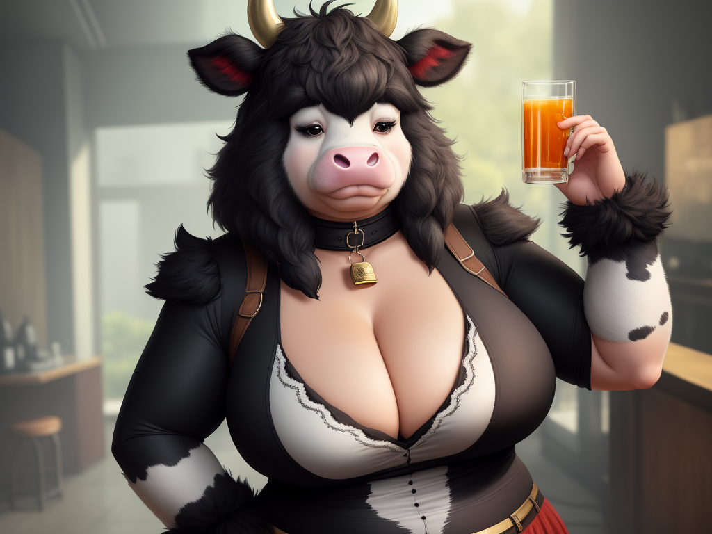 Turn An Image Into High Resolution Furry Anthropomorphic Cow Huge Deep Cleavage