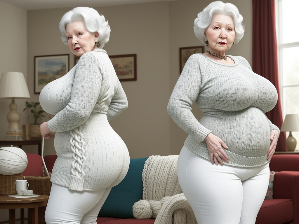 Upscaler White Granny Big Booty Wide Hips Knitting