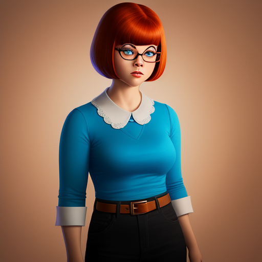 ai high resolution: Velma from Scooby doo as realistic person