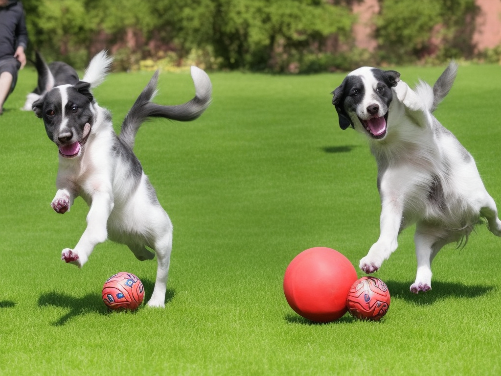 picture-file-zwei-lustige-hunde-spielen-im-garten-mit-ball